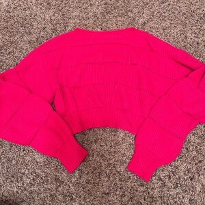 Ribbedknit solid crop sweater